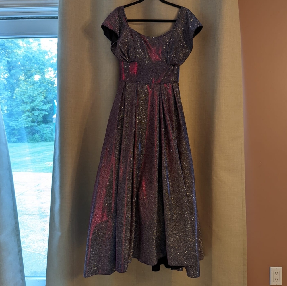 Betsy & Adam Galaxy Glitter Ball Gown Size 8 - Altered Glitter/purple/pink